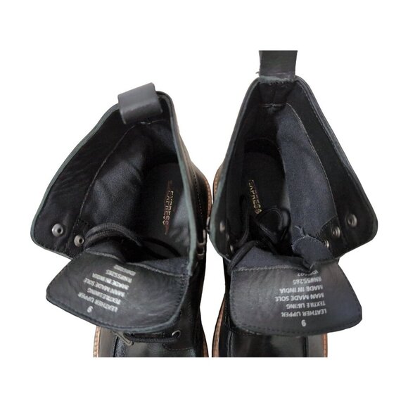 Express‎ Hiker Chukka Boot Mens 9 Black Leather Lace Up City Casual Modern main image 9
